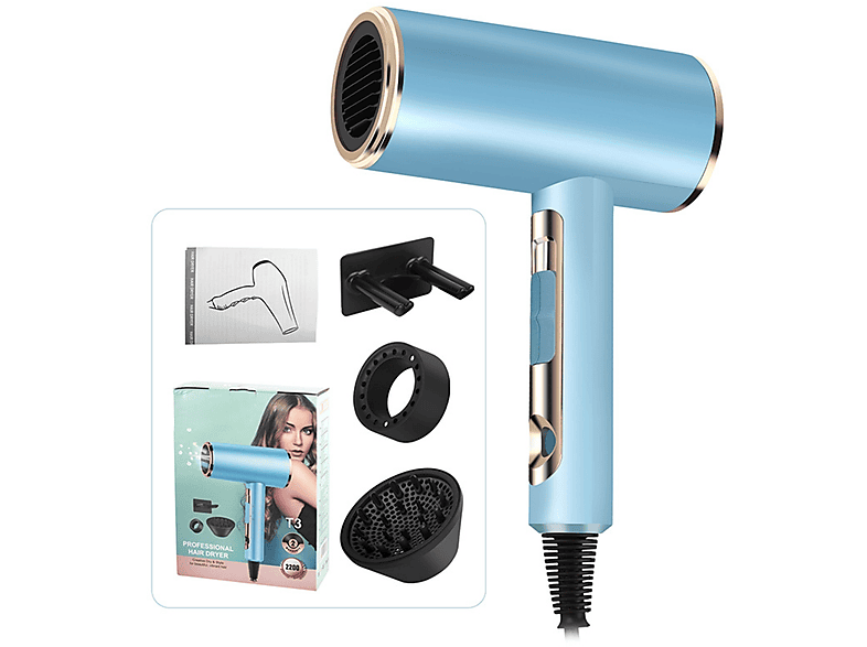 SHAOKE Geräuschloser Haartrockner  Sanftes Styling Haartrockner Blau (2200 Watt)