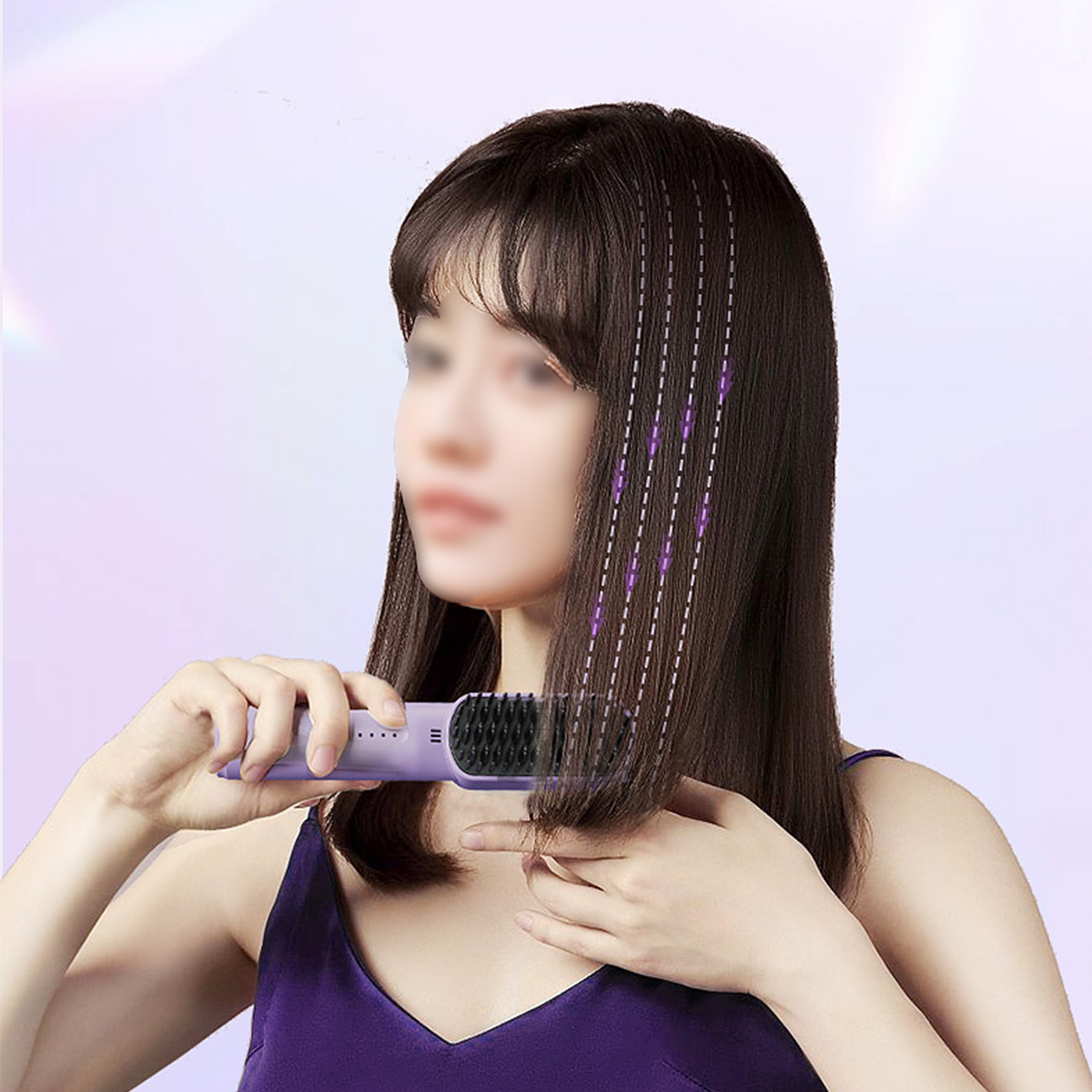 BRIGHTAKE Drahtloses Glätteisen Mini 3 Haarglättungskamm, Kamm Anion Haarglätter | Temperaturstufen