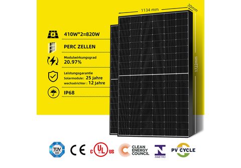 EFORU Balkonkraftwerk 820W  800W Komplett Steckdose mit 2x 410W