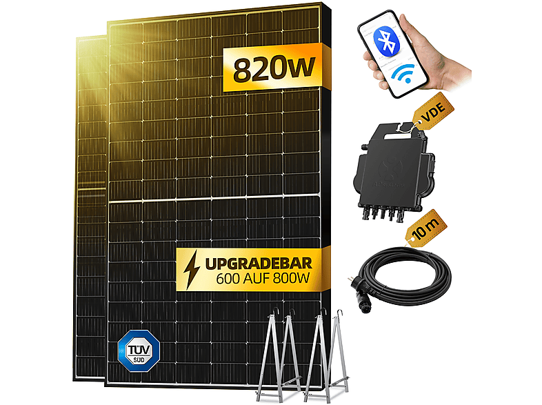 | EFORU 820W 410W mit 2x Steckdose Komplett Balkon-Solaranlagen 800W Solarmodule Balkonkraftwerk