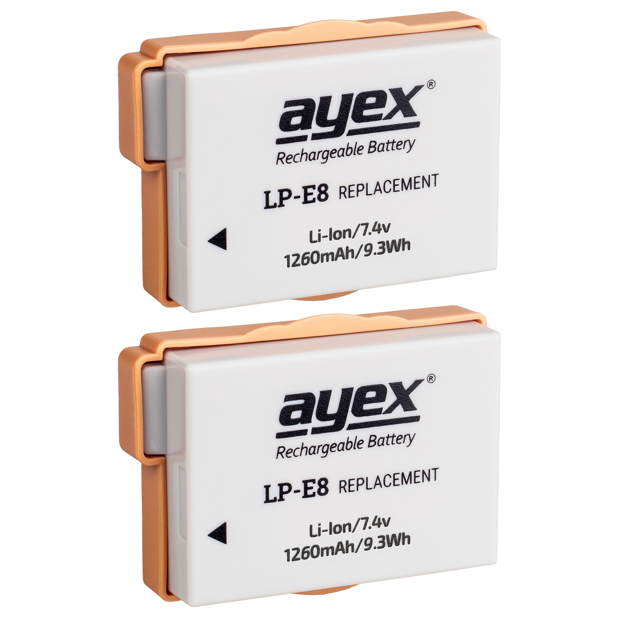 AYEX LP-E8 2 EOS zuverlässig 600D 700D Kamera-Akku, Leistungsstark für 550D Stück 650D Canon Weiß langlebig