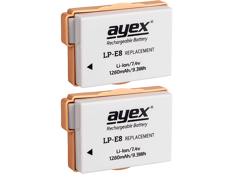 AYEX LP-E8 2 Stück für Canon EOS 550D 600D 650D 700D Leistungsstark ...