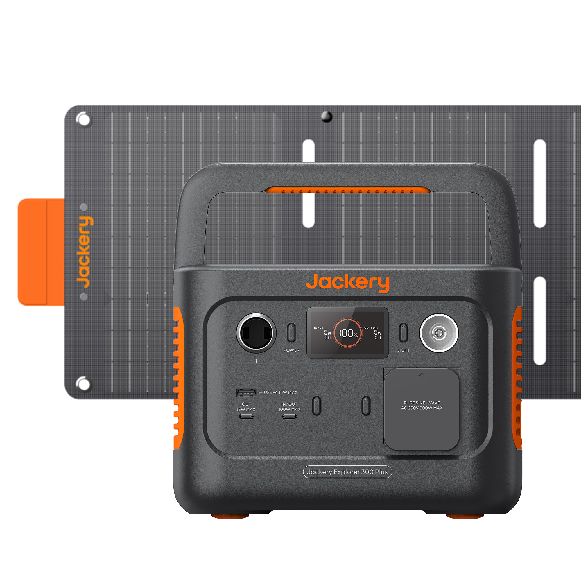JACKERY Solargenerator 300 Plus 40W 288Wh mit 40W Buchgröße Stromzeuger 288Wh Schwarz+Orange in Solarmodul Mini, Powerstation Tragbares