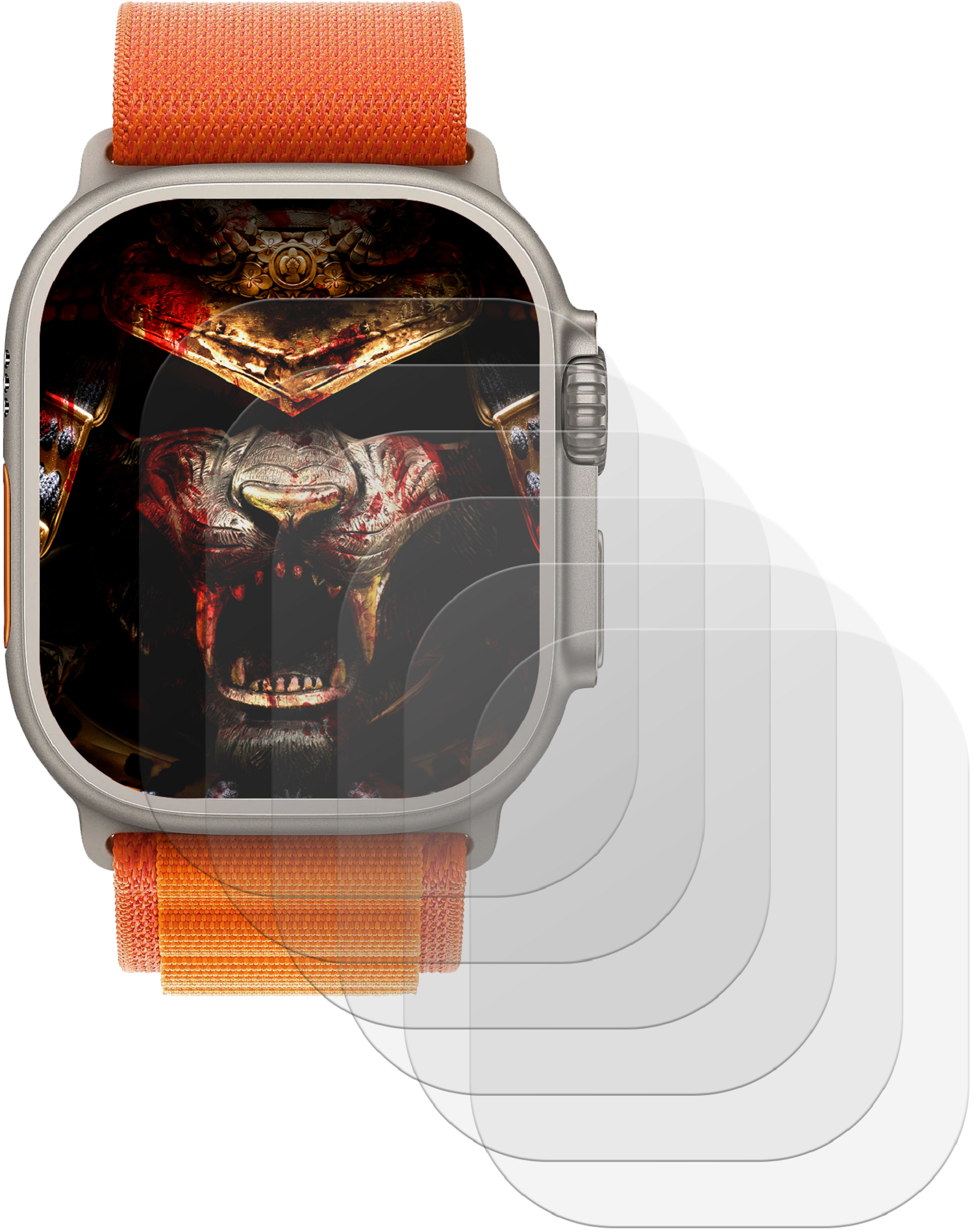 9H Displayschutzfolie(für Apple Apple Panzernanoglas PROTECTORKING 49mm) Ultra FLEXIBEL KLAR Watch 3D 6x