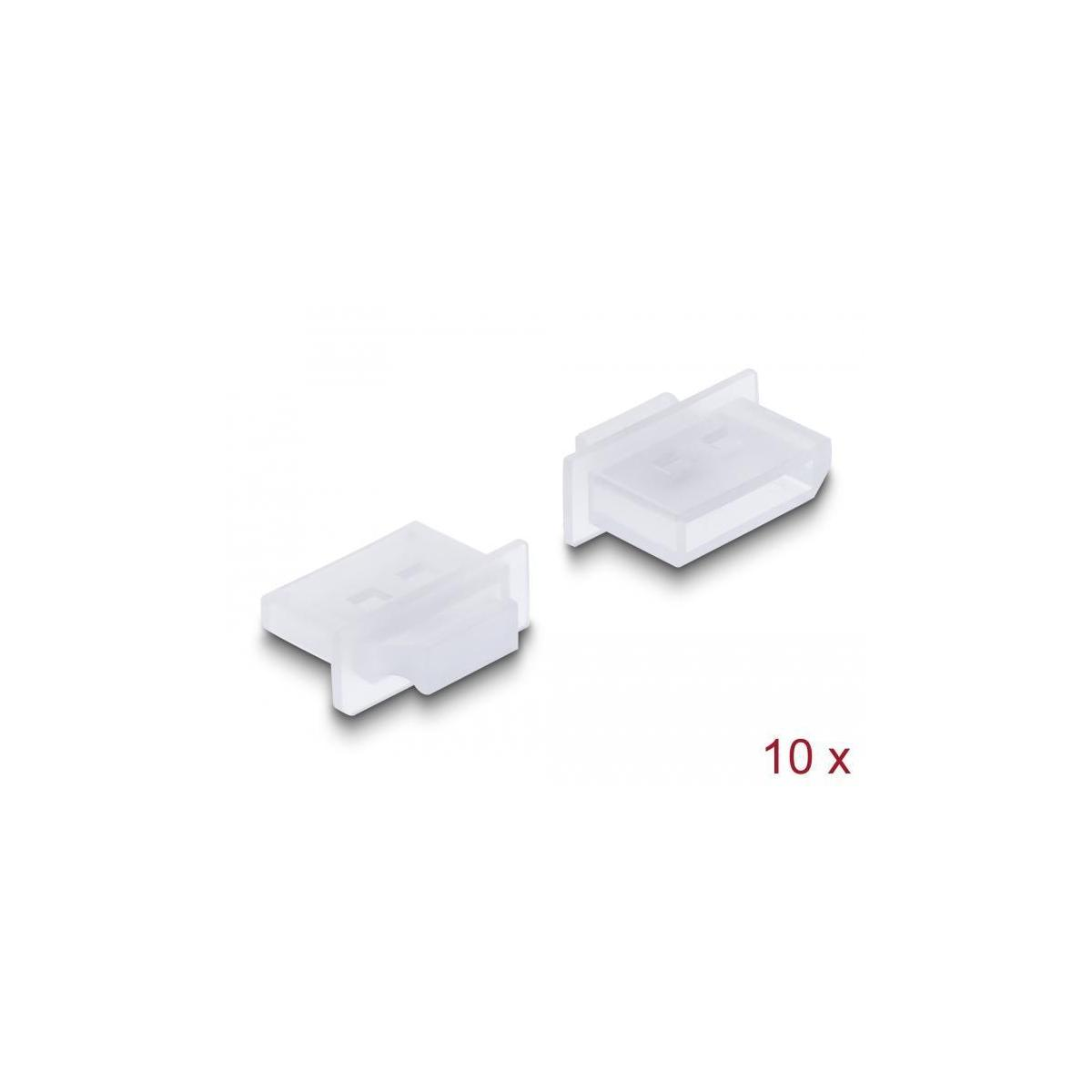 Zwei kleine, transparente Kunststoffverbinder auf weißem Hintergrund, beschriftet mit '10 x'.
