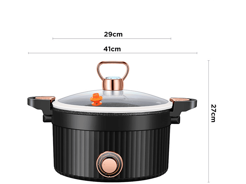 Sofortiges Mikrodruckkocher Kapazität Erhitzen Elektronischer Kochtopf, 7.5L SHAOKE Schwarz)