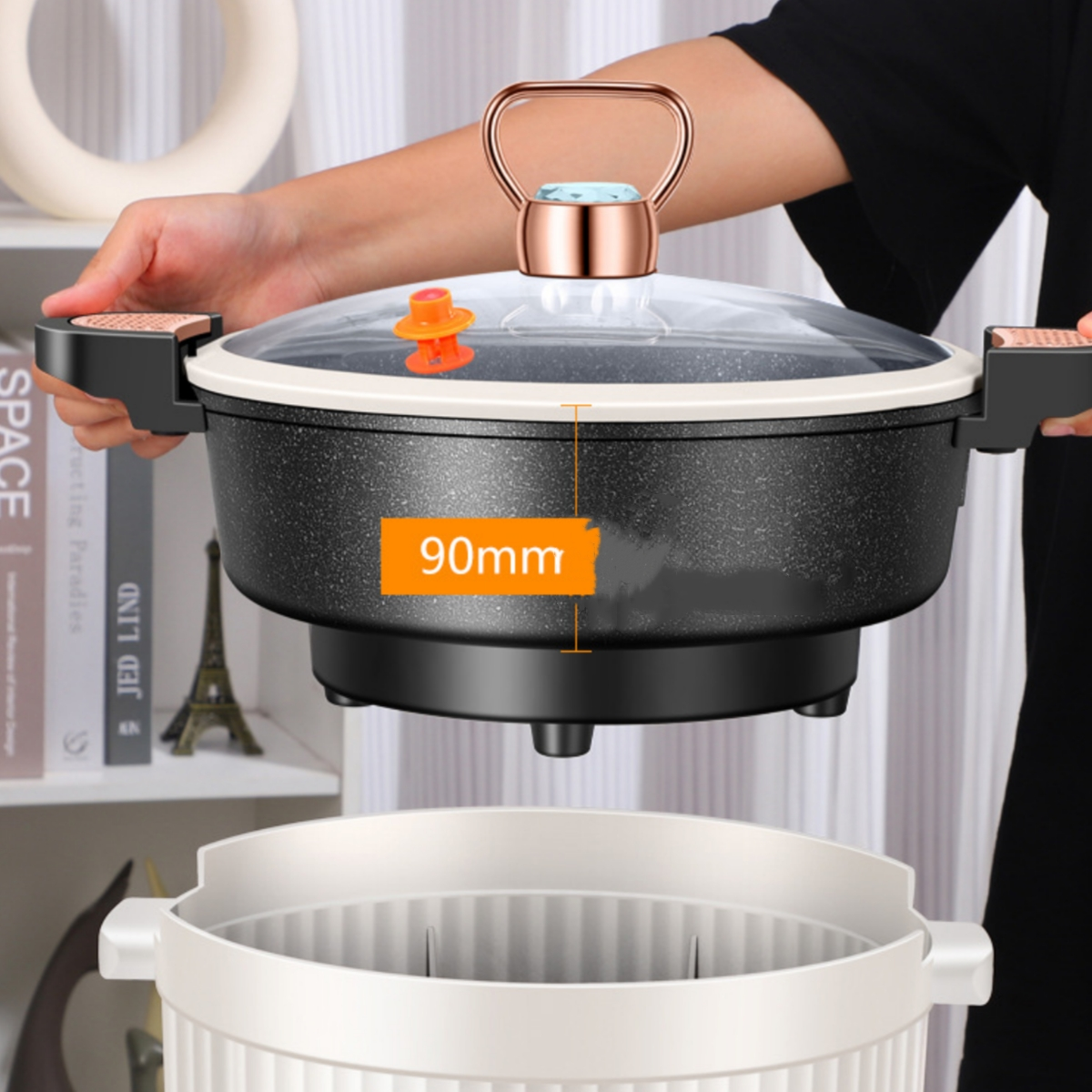 SHAOKE Elektronischer Mikrodruckkocher 7.5L Weiß) Kochtopf, Sofortiges Erhitzen Kapazität