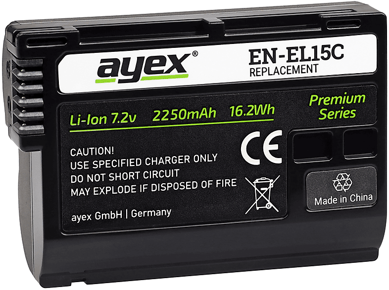 Kamera Black Akku, EN-EL15C, AYEX
