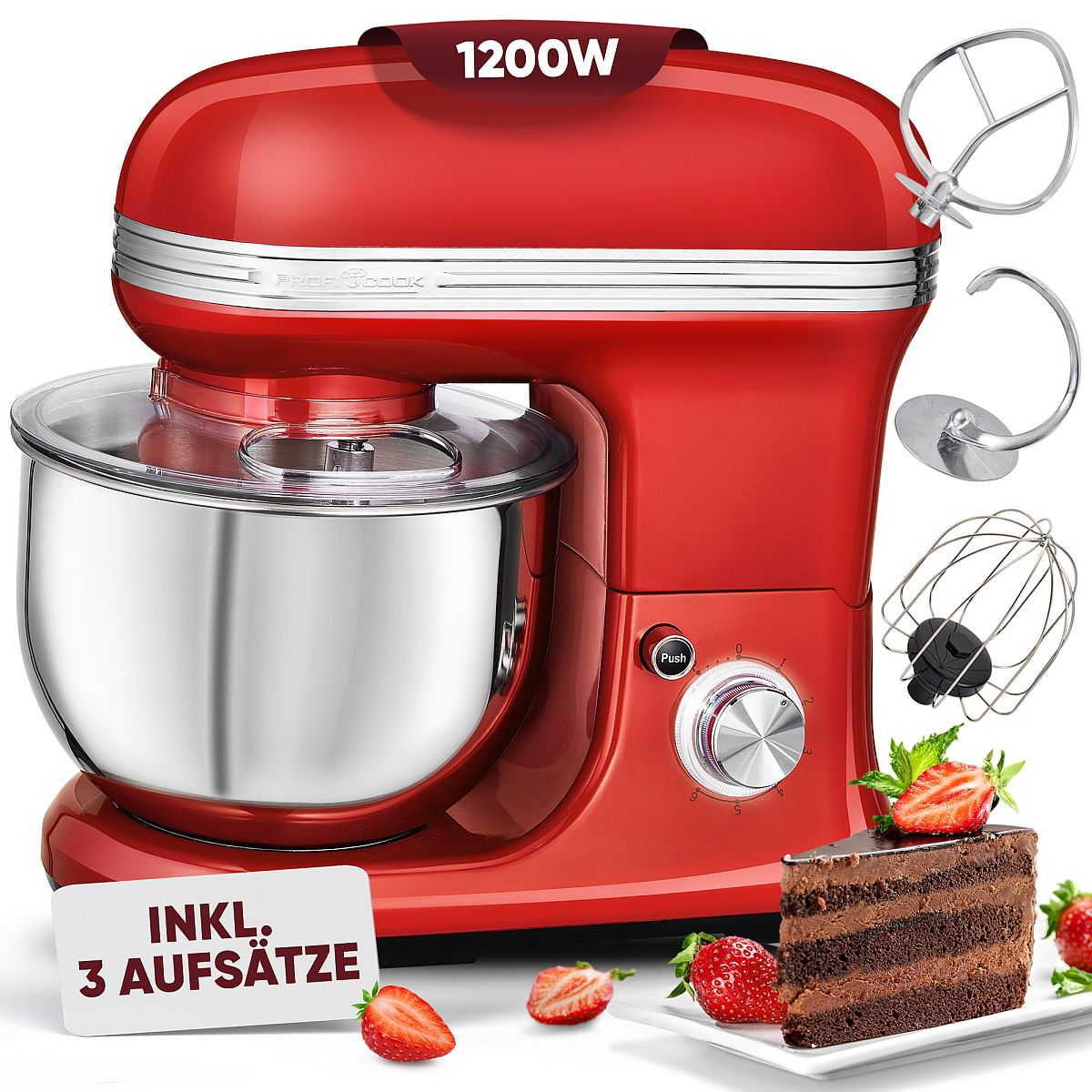 5 1200 l, (Rührschüsselkapazität: 1197 PC-KM PROFICOOK Watt) Rot Küchenmaschine