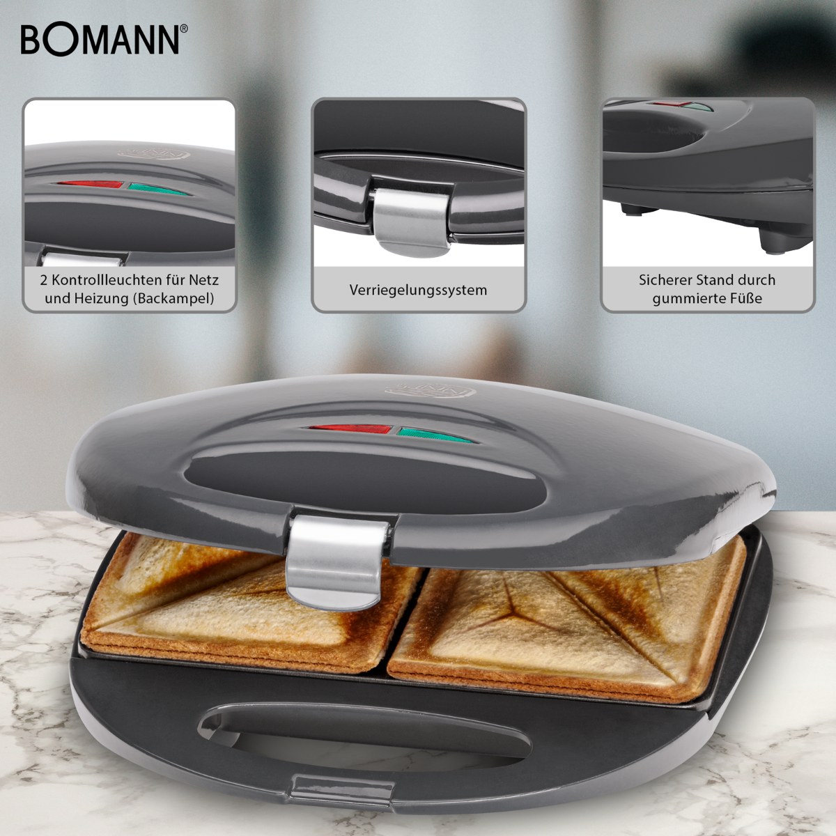 CB Sandwichtoaster BOMANN 5016 NEU ST Grau