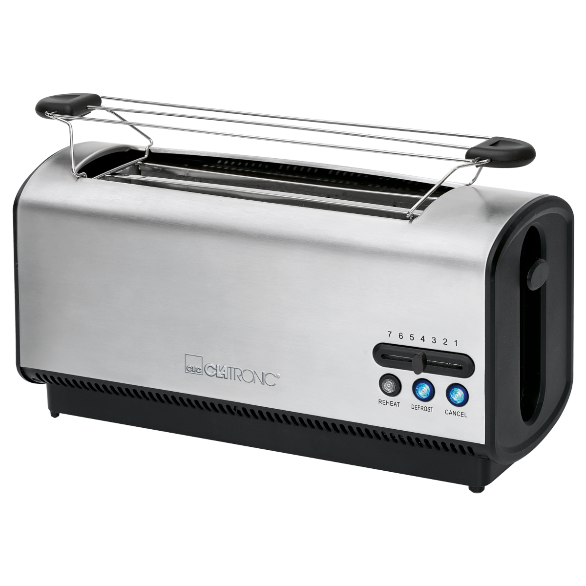 2) Watt, (1200 Toaster TA Silber 3687 Schlitze: CLATRONIC