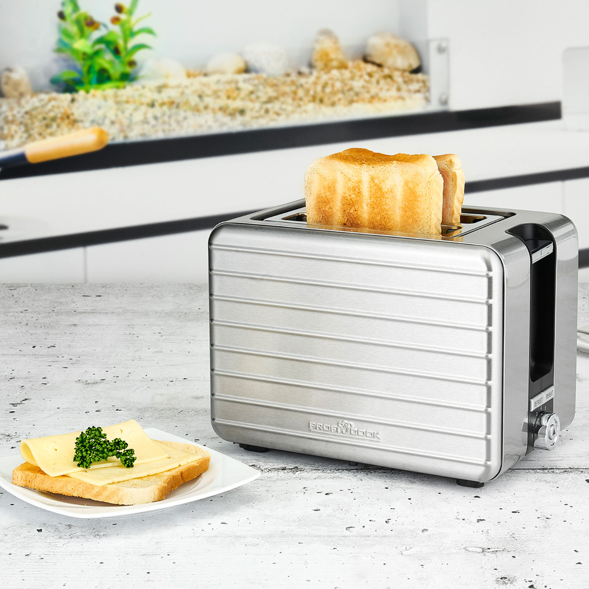 2) Schlitze: Watt, Toaster PROFICOOK PC-TAZ 1110 Silber (1050