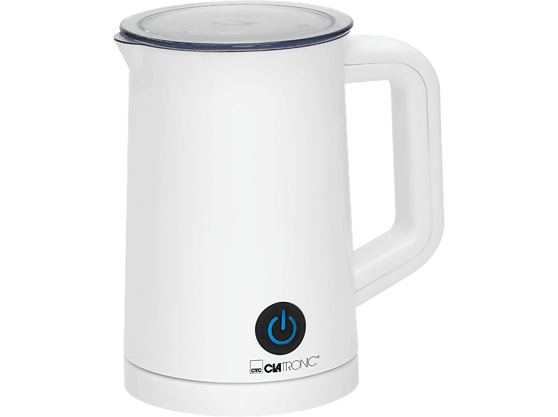 Espumadora Leche Eléctrica Automático, Función calentar/frío,Recipiente 550  ml,Espiral Extraíble, Clatronic, Blanco, 500, MS 3693