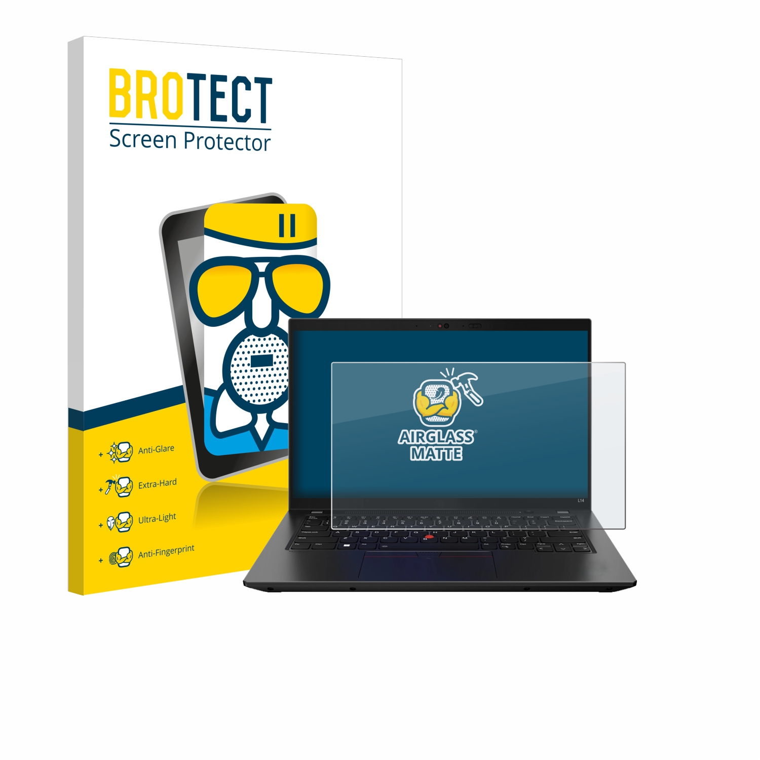 BROTECT 3) Airglass Schutzfolie(für Lenovo L14 ThinkPad Gen matte