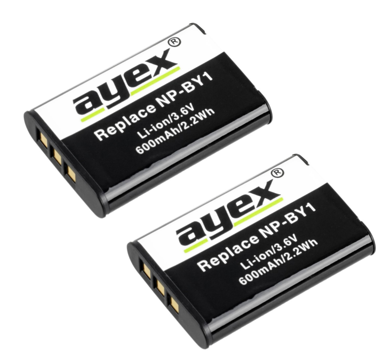 AYEX 2 Stück NP-BY1 für Action Mini Akku, Cam Sony Kamera HDR-AZ1VR, Black HDR-AZ1
