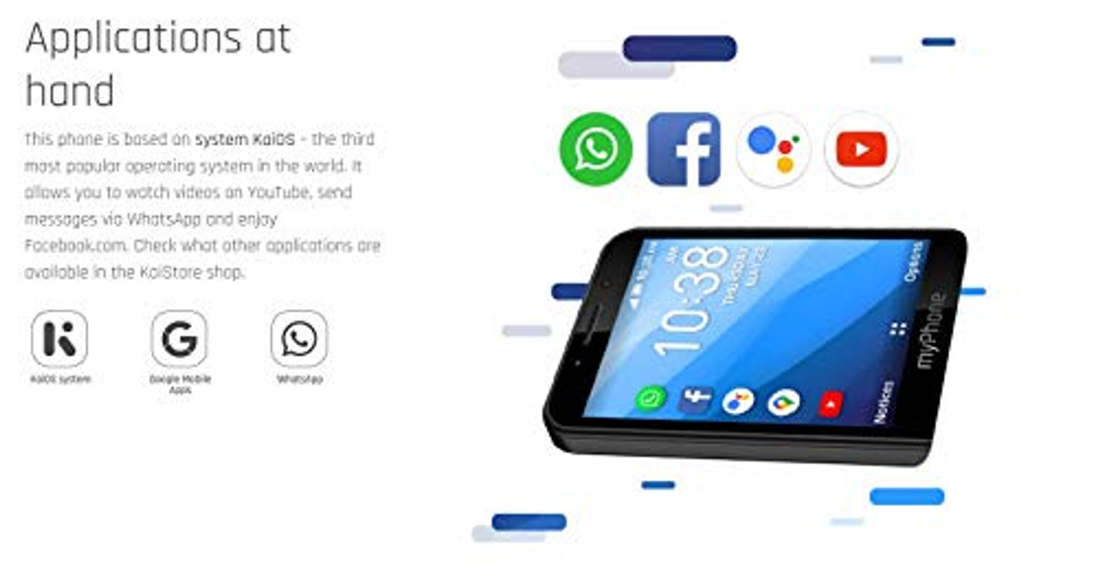 Smartphone mit App-Symbolen und Text 'myPhone'.