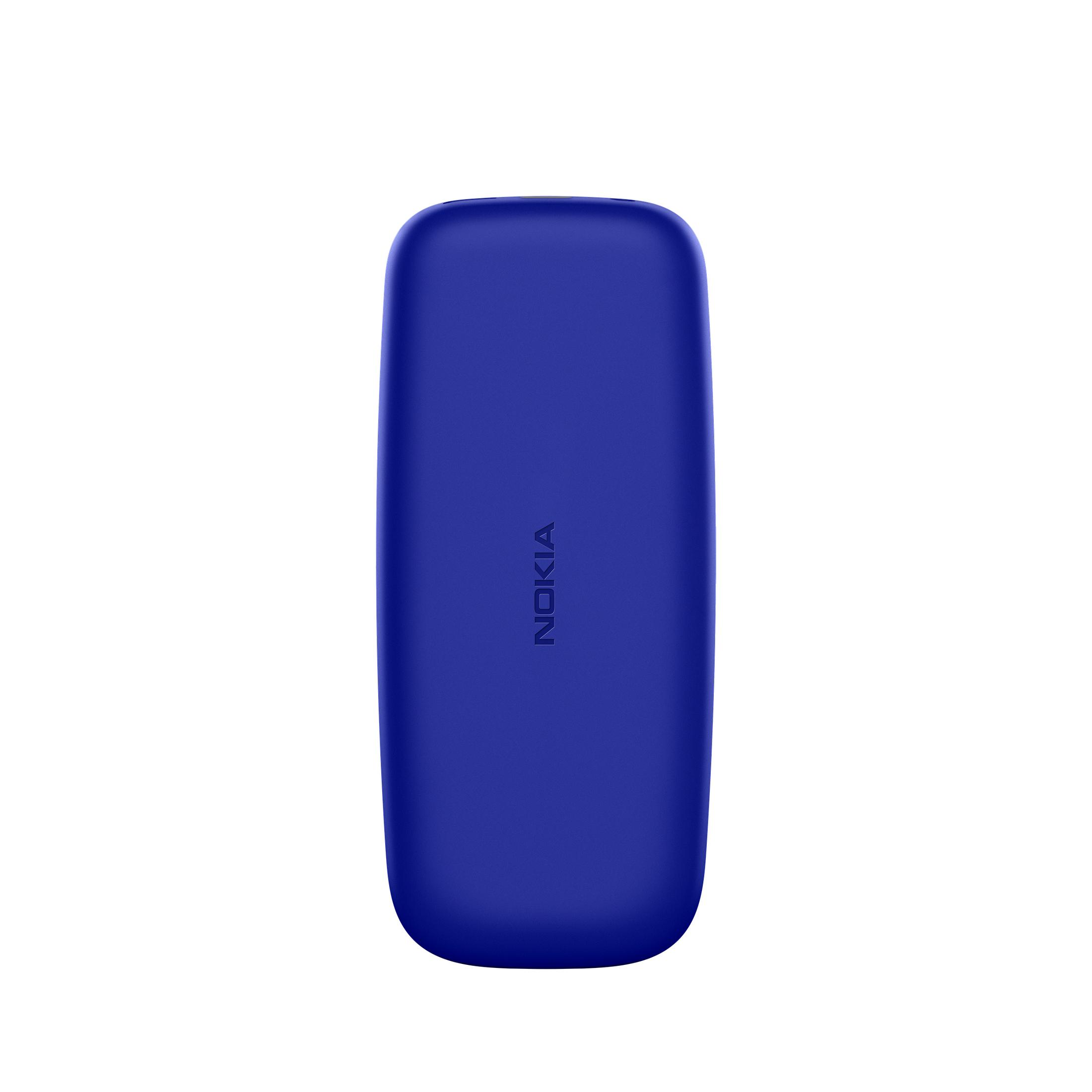 Blaues Nokia-Telefon, Rückansicht. Das Nokia-Logo ist zentriert.