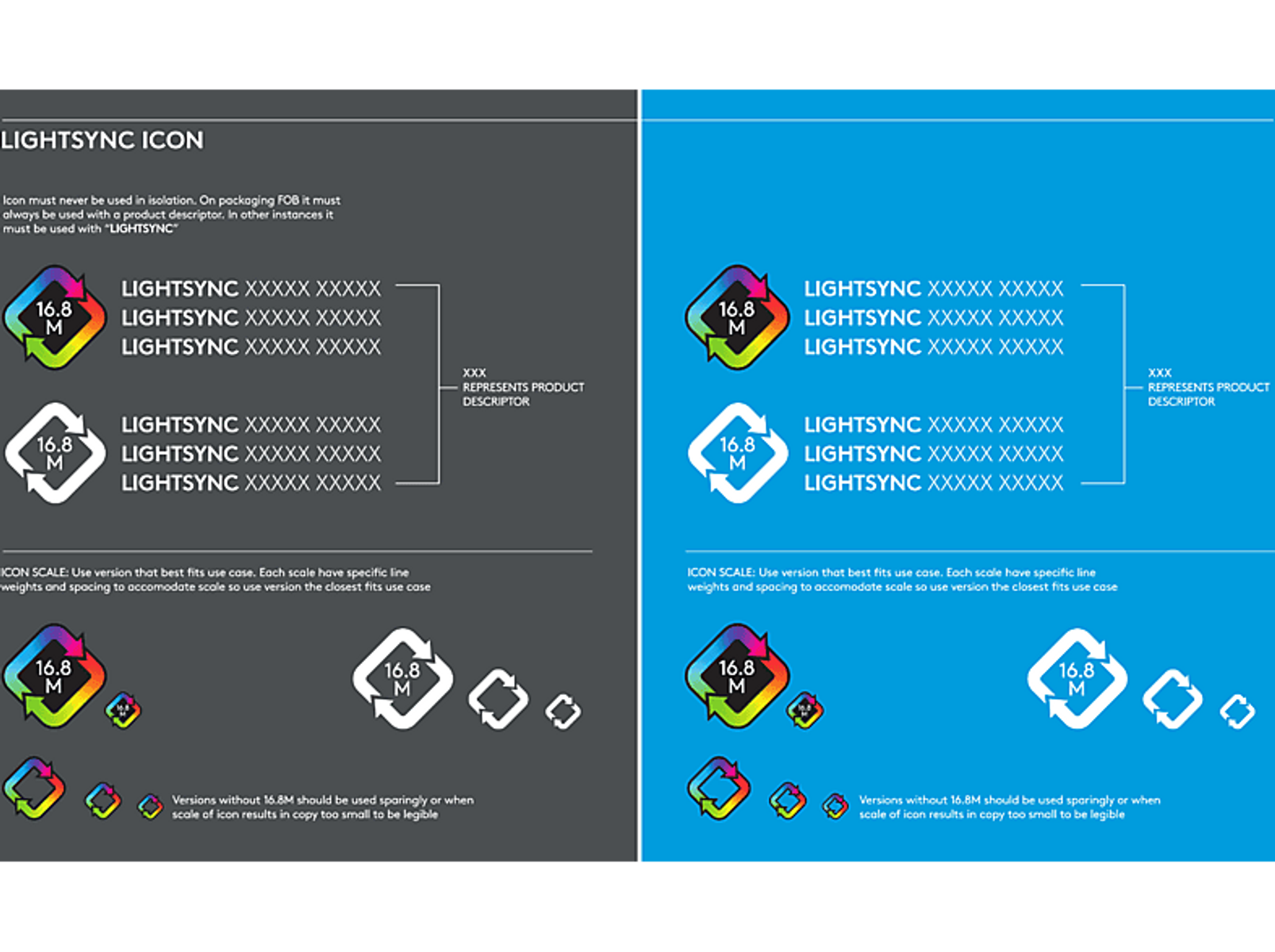 Projekt graficzny z ikonami i tekstem, pokazujący różne wizualne reprezentacje 'LIGHTSYNC'.