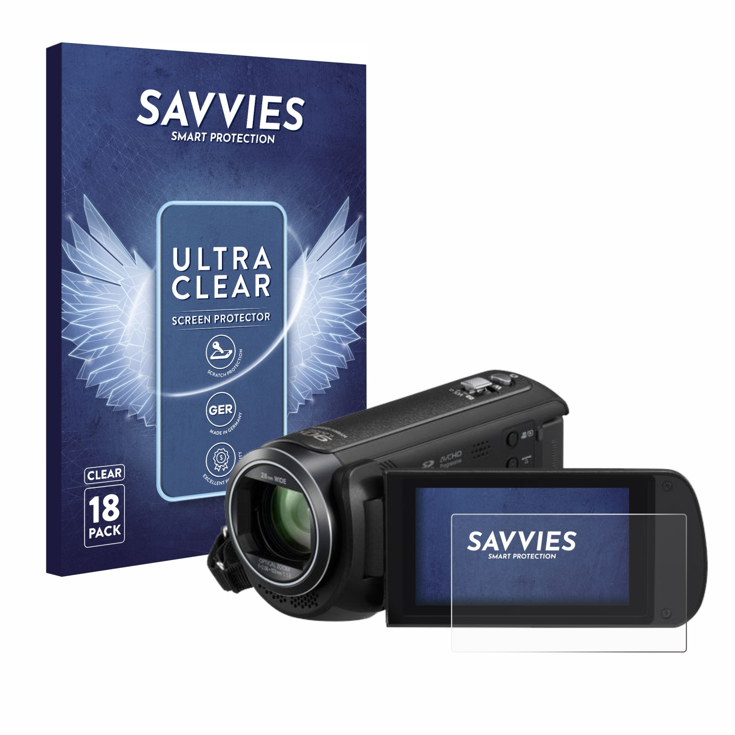 SAVVIES 18x klare Schutzfolie(für Panasonic HC-V380)
