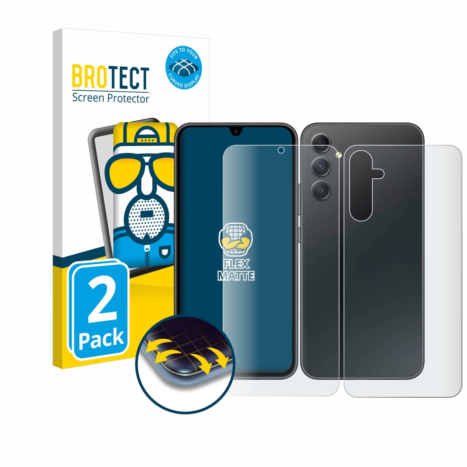 matt A34 Galaxy 5G Samsung Flex Edition) Enterprise Full-Cover Schutzfolie(für Curved 2x 3D BROTECT