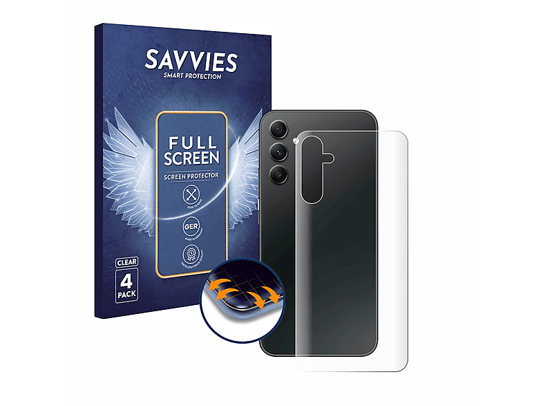 SAVVIES 4x Flex Full-Cover 3D Curved Schutzfolie(für Samsung Galaxy A34 5G Enterprise Edition)