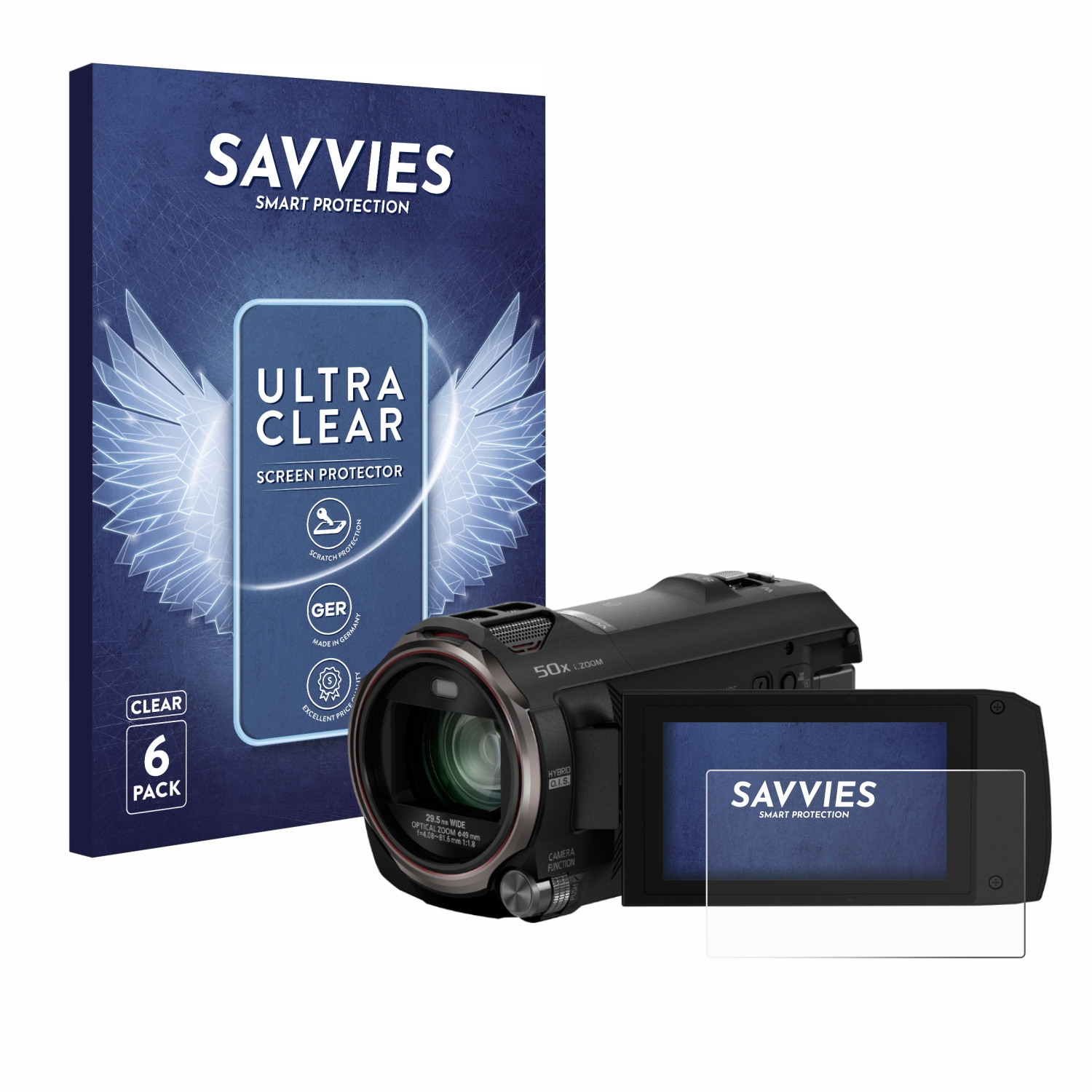 HC-V785) 6x Panasonic klare SAVVIES Schutzfolie(für