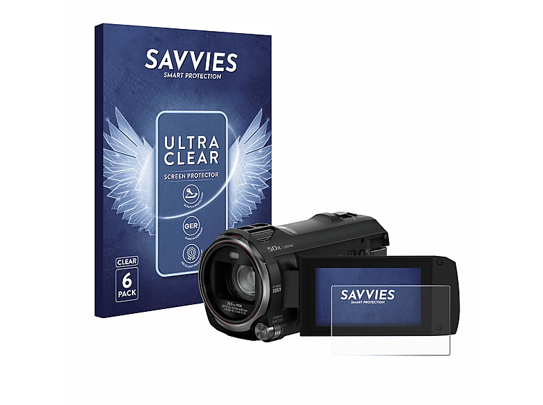 HC-V785) 6x Panasonic klare SAVVIES Schutzfolie(für