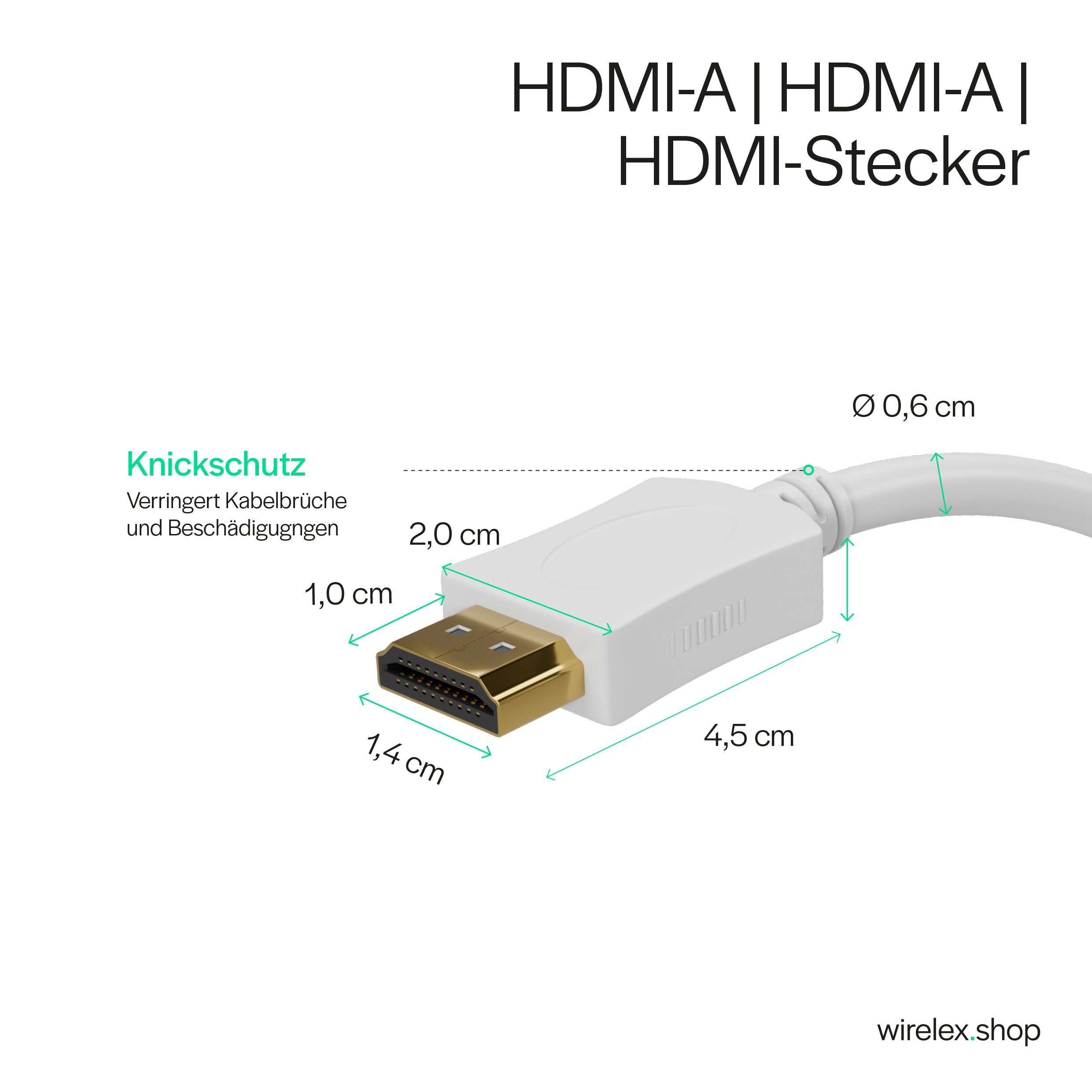 HDMI A-Stecker Kabel KABELBUDE verg. weiß HDMI HEAC 2m A-Stecker/HDMI