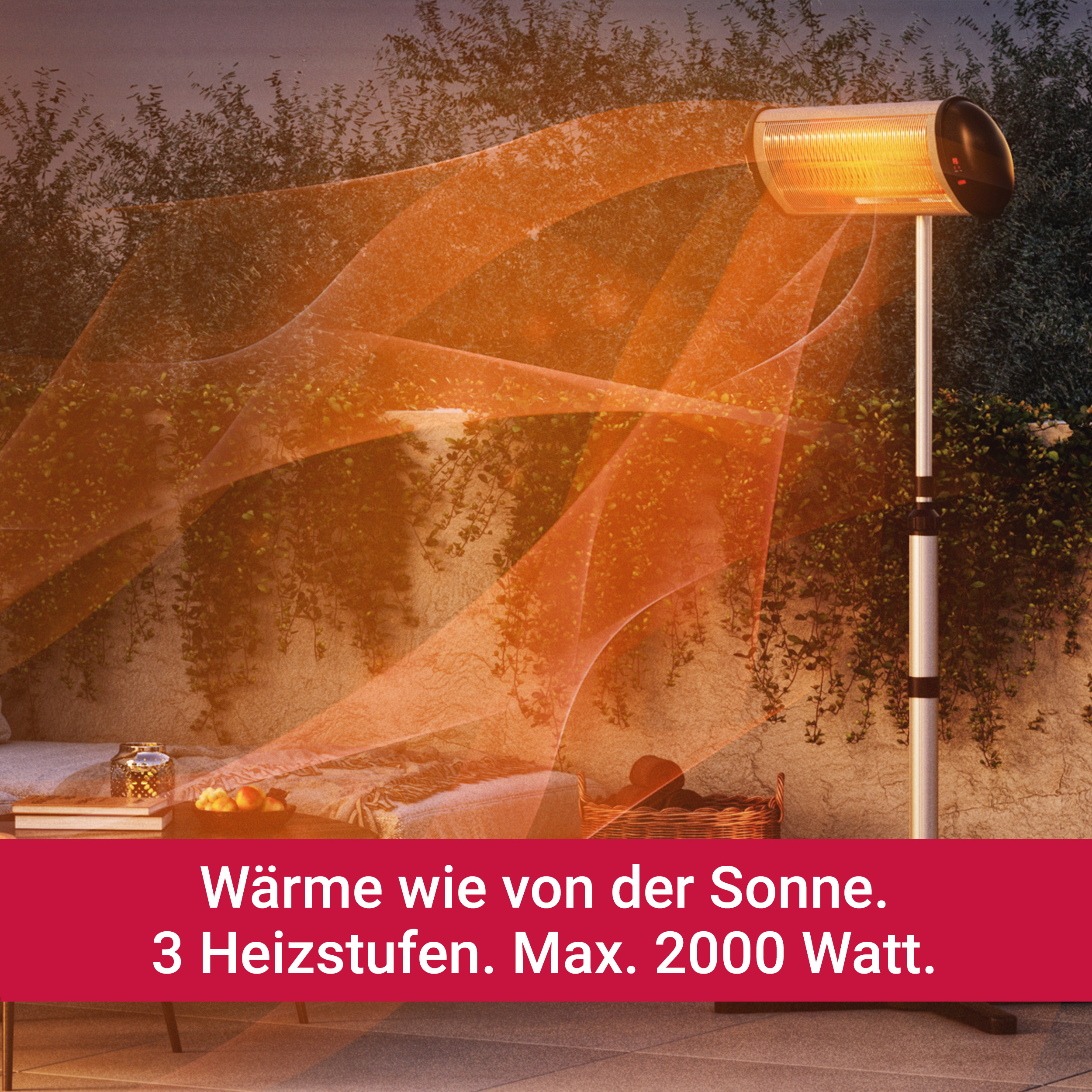 SUNTEC Heat Stand-Heizstrahler Elektrischer Watt) 3000 Outdoor Balkonheizer Wärmestrahler Ray Carbon (3000 Gartenheizung