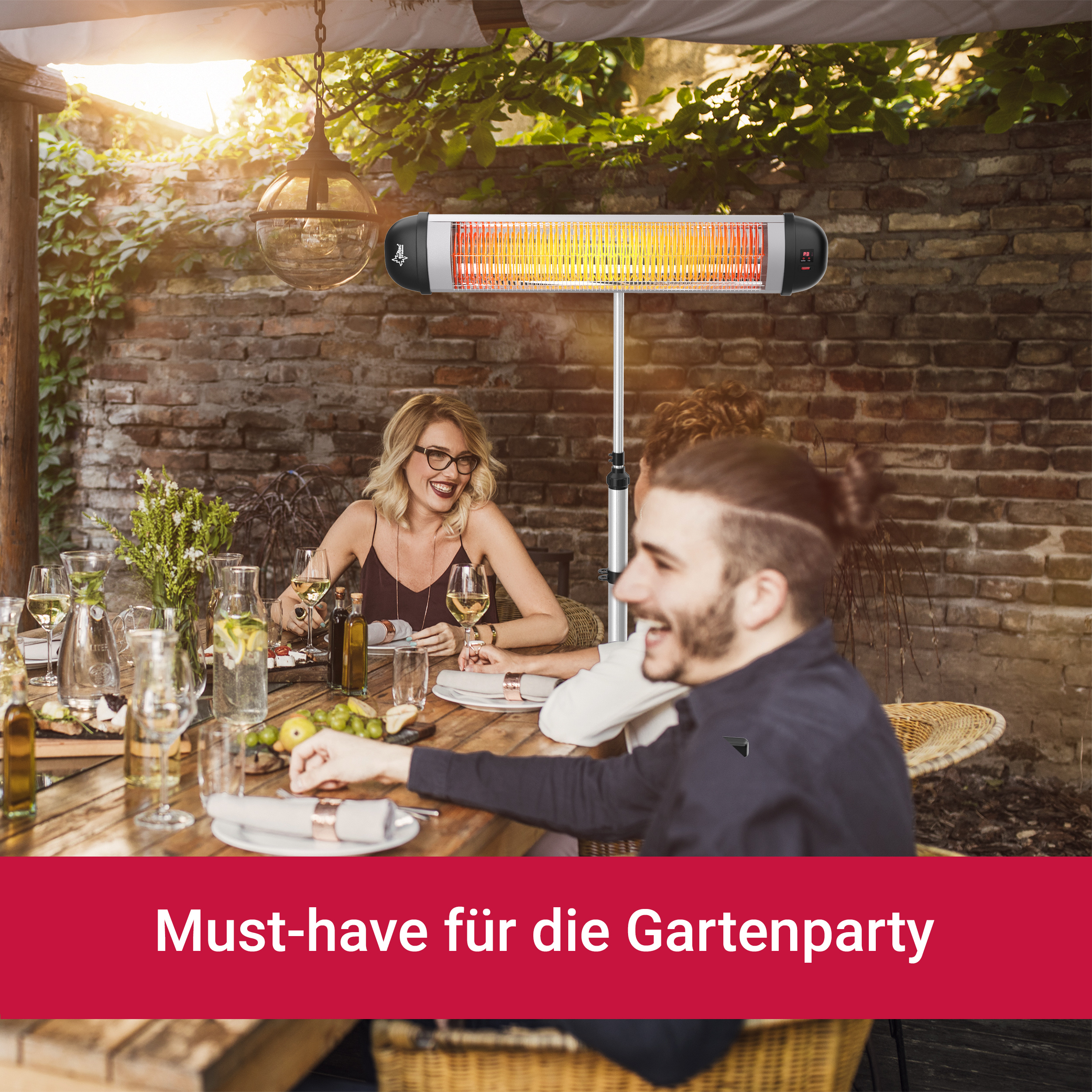 Heat Gartenheizung Balkonheizer Outdoor Ray (3000 Carbon SUNTEC Stand-Heizstrahler Wärmestrahler Elektrischer Watt) 3000