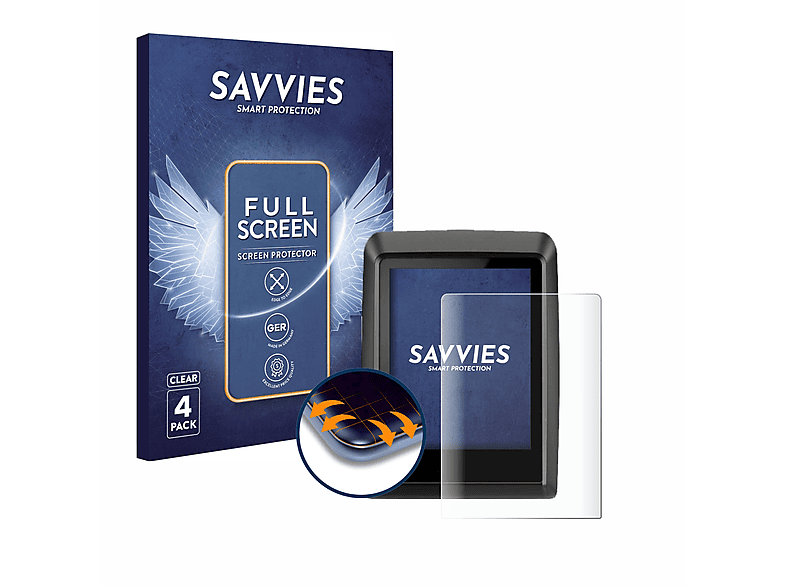 SAVVIES 4x Flex Full-Cover 3D Curved Schutzfolie(für Bosch Kiox 500)
