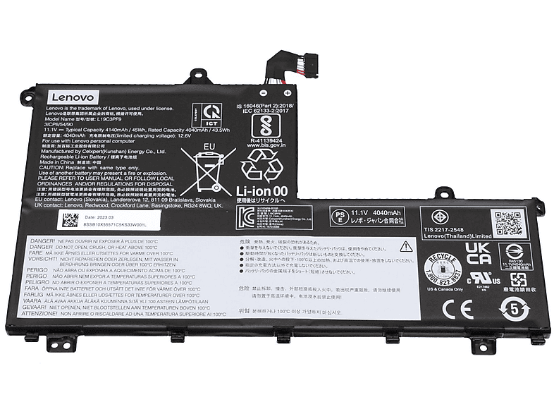 LENOVO 5B10X55572 mAh 3 Original (11,34V Volt, Zellen) Li-Polymer Akku, 4000 11.34