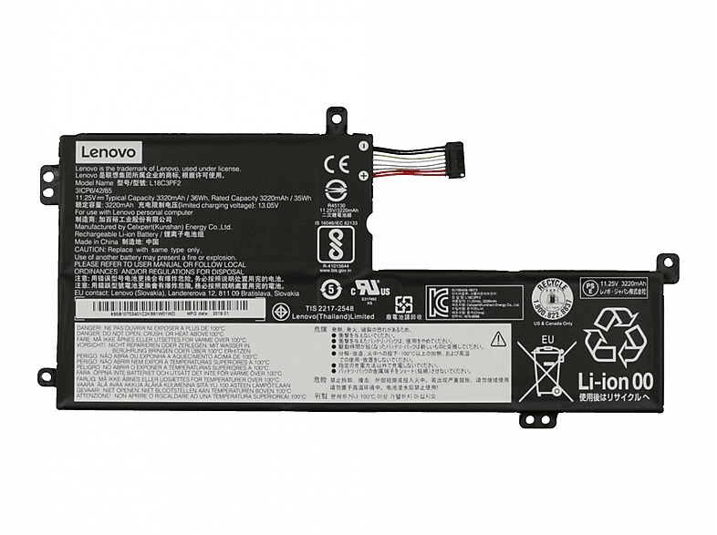 Volt, 11.25 mAh L18M3PF2 LENOVO Akku, Original Li-Polymer 3280