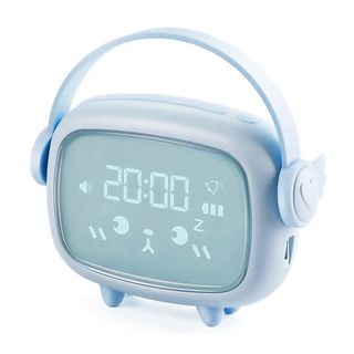 Despertador  - Infantil con luz, para entrenar el sueño, termómetro. Batería recargable DAM ELECTRONICS, Azul Claro