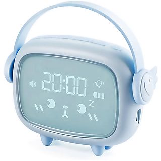 Despertador  - Infantil con luz, para entrenar el sueño, termómetro. Batería recargable DAM ELECTRONICS, Azul Claro