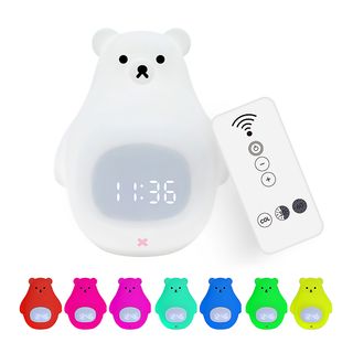 Despertador  - Con luz nocturna infantil. Luz led multicolor RGB, control con mando a distancia. Diseño Oso Polar DAM ELECTRONICS, Multicolor