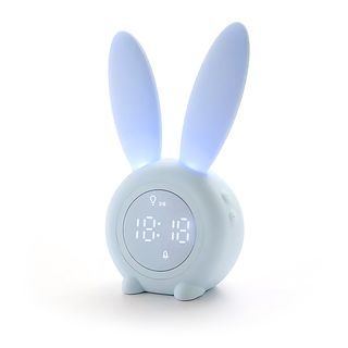 Despertador  - Infantil Conejito con luz. Apagado agitando. Batería recargable DAM ELECTRONICS, Azul Claro