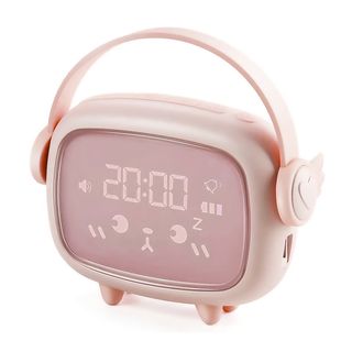 Despertador  - Infantil con luz, para entrenar el sueño, termómetro. Batería recargable DAM ELECTRONICS, Rosa Claro