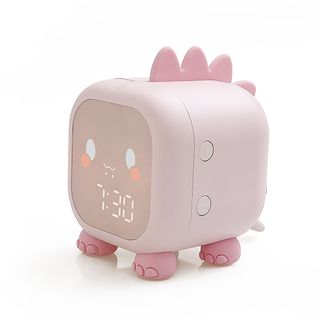 Despertador  - Infantil Dragon con luz, para entrenar el sueño. Batería recargable DAM ELECTRONICS, Rosa Claro