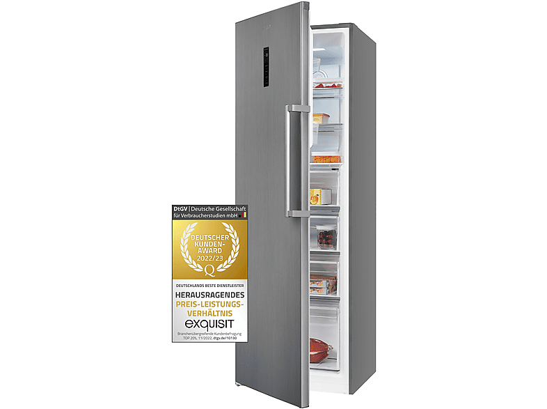 EXQUISIT l, 1850 246,17 kWh/Jahr, (E, 274 mm inoxlook Gefrierschrank GS295-NF-H-040E hoch)