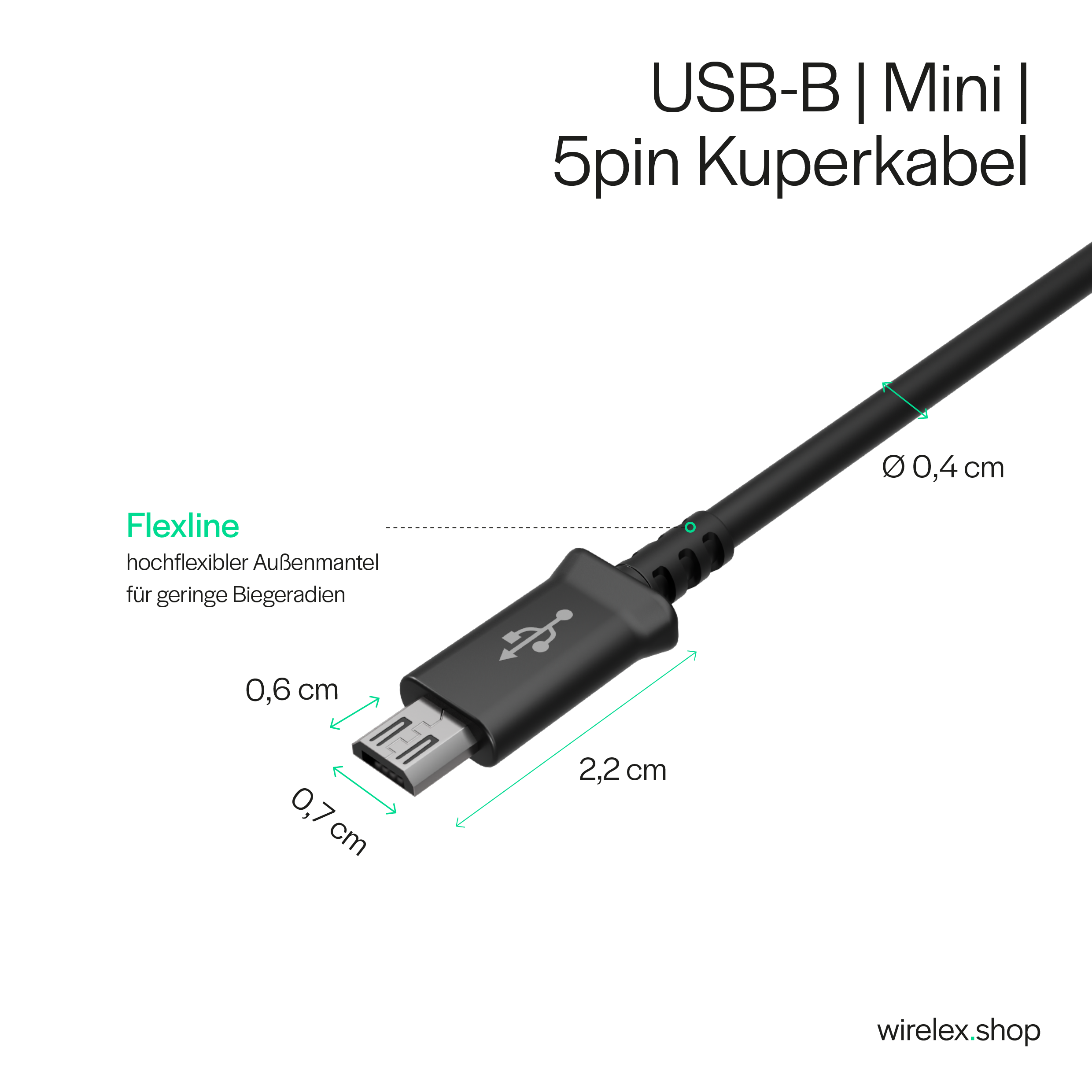 FLEXLINE USB-Ladekabel, B A USB auf 1m Kabel USB-micro Stecker