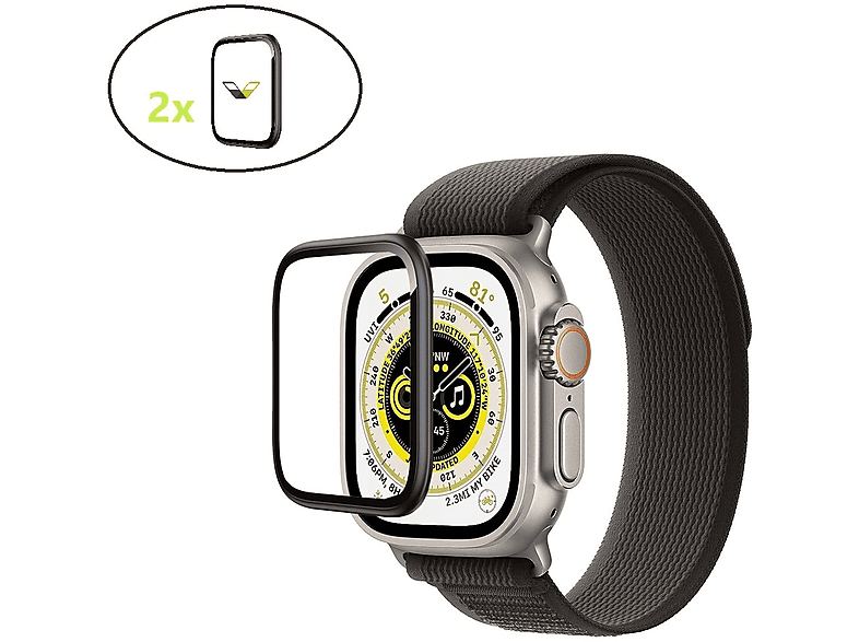 VENTARENT 2 Stück Displayschutz Apple Watch Series 8, 45mm Schutzglas(für Apple Apple Watch Series 8 (45mm), Apple Watch Series 7 (45mm), Apple Watch Series 9 (45mm))