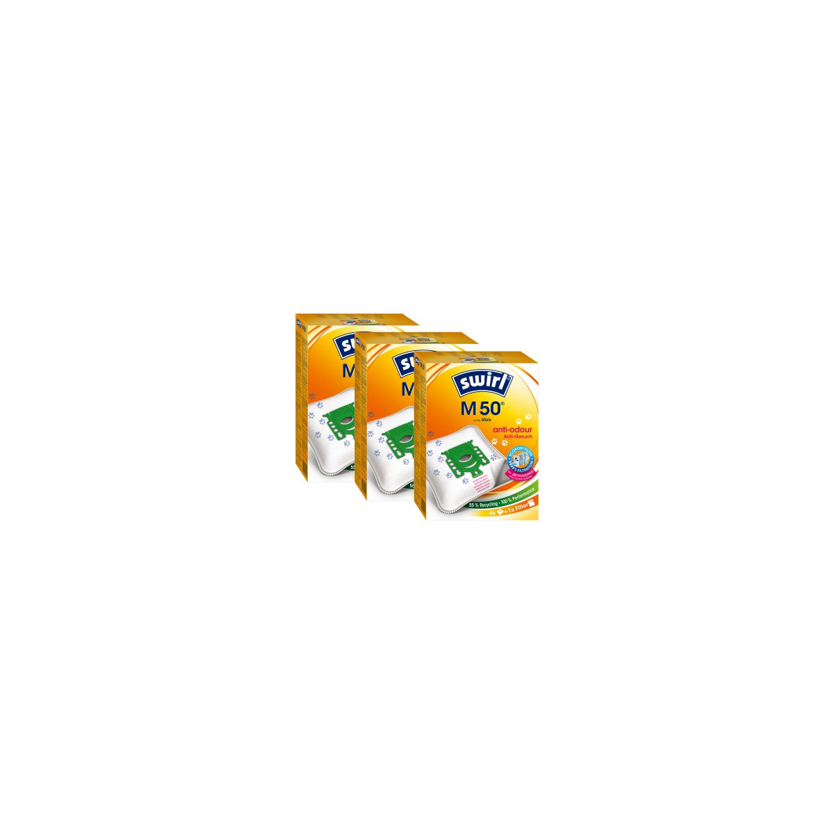 Anti-Geruch SWIRL Pack M 3er Staubsaugerbeutel EcoPor® 50
