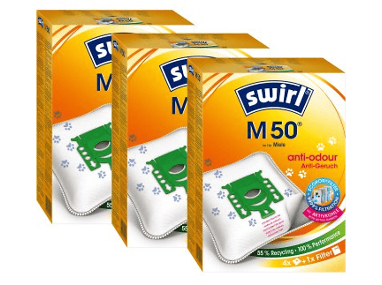 Anti-Geruch SWIRL Pack M 3er Staubsaugerbeutel EcoPor® 50
