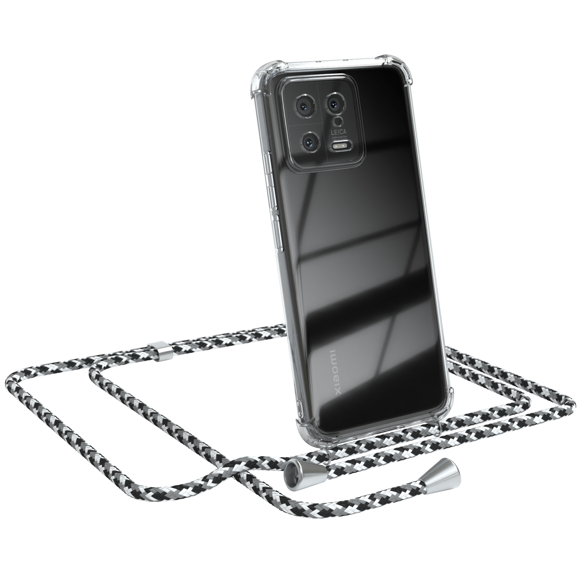 Xiaomi, / EAZY Silber CASE Clear mit Umhängetasche, Schwarz 13, Clips Cover Camouflage Umhängeband,