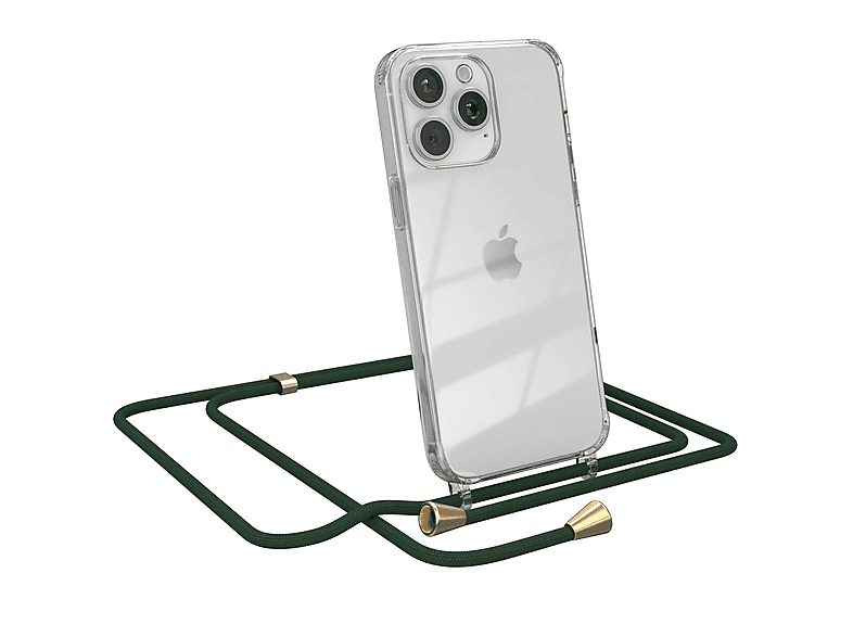 Umhängetasche, mit 15 CASE iPhone Apple, Pro / Clear EAZY Cover Gold Max, Grün Umhängeband, Clips