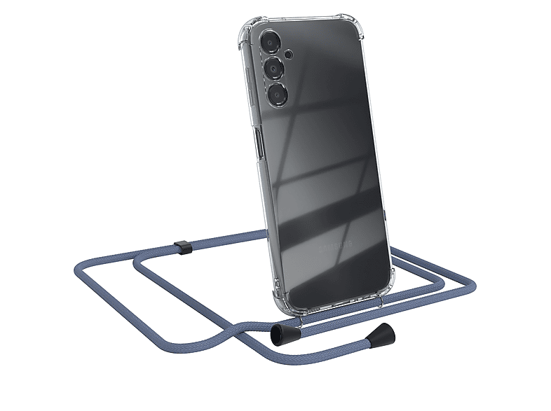 EAZY CASE Clear Cover mit Umhängeband, Umhängetasche, Samsung, Galaxy A14 5G, Blau | Handyketten