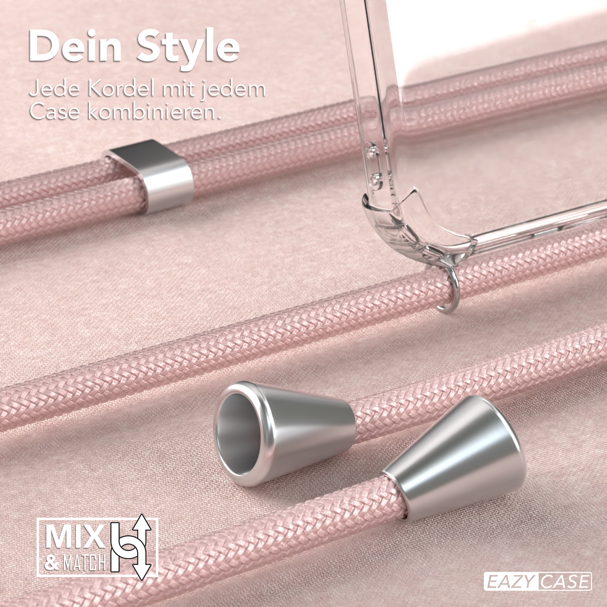 EAZY CASE Clear Cover mit Umhängetasche, Rosé Clips Xiaomi, Umhängeband, / 13, Silber