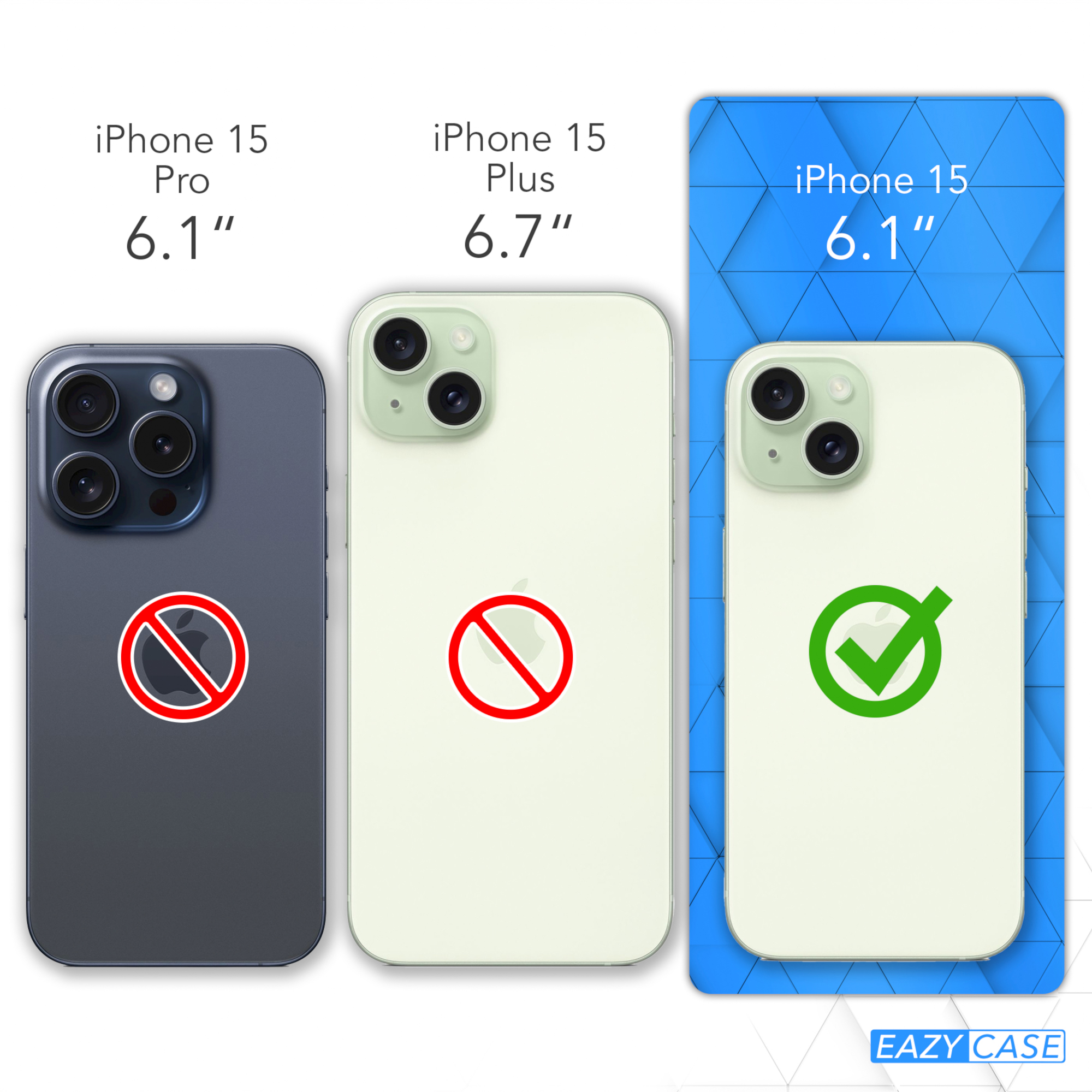 Apple, Umhängeband, EAZY Silber Umhängetasche, Clips Cover Weiß mit iPhone 15, Clear CASE /