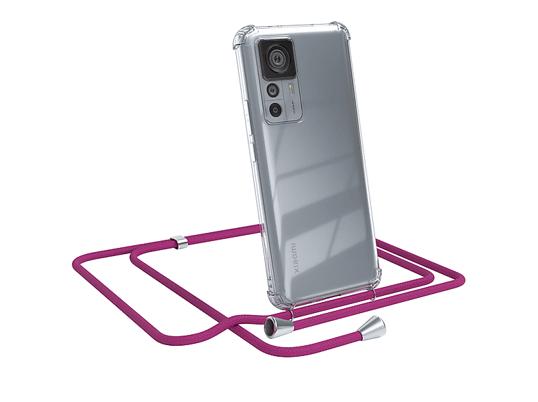 EAZY CASE Clear Cover Umhängetasche, / Clips Silber Pink Xiaomi, 12T Umhängeband, 12T / Pro, mit